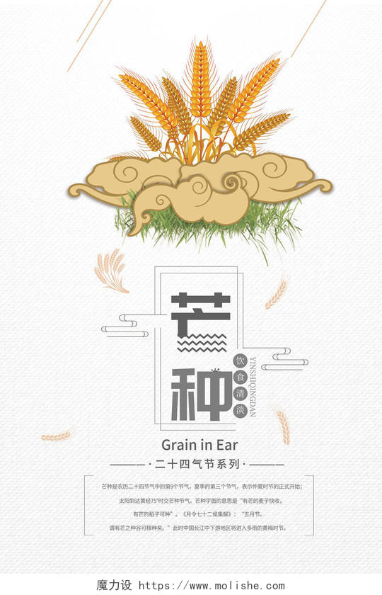 二十四节系列芒种小麦麦穗时令海报